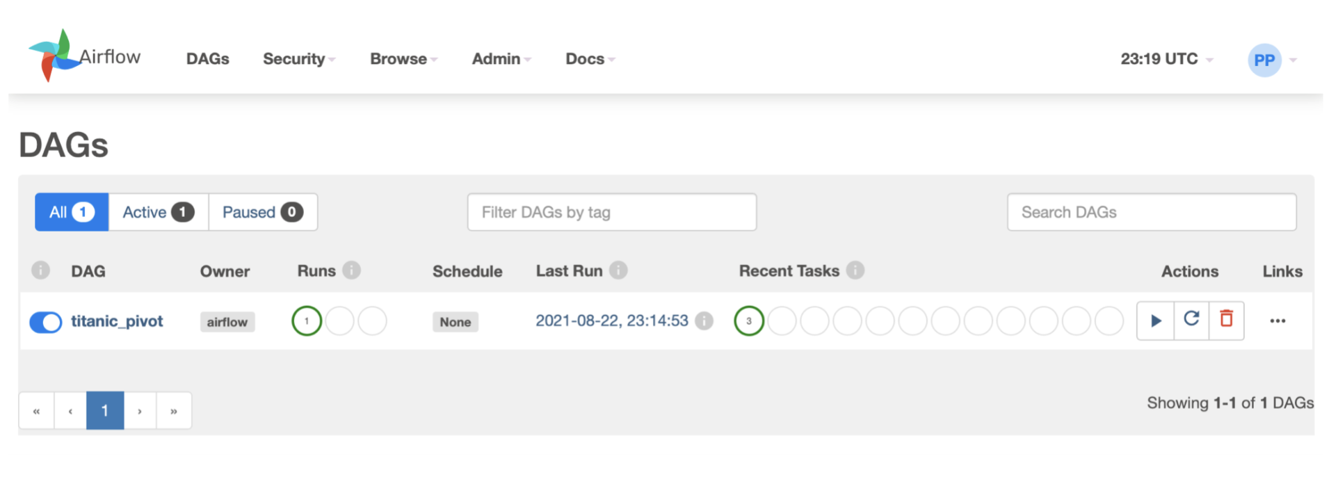 Пример запуска DAG в интерфейсе Airflow